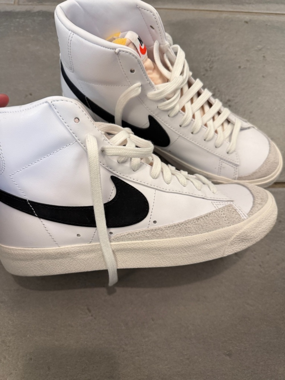 Nike High-Top Sneakers in White with Black Swoosh